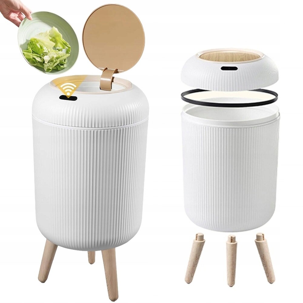 Praktický Odpadkový Koš s infračerveným senzorem, snadná montáž, bílý