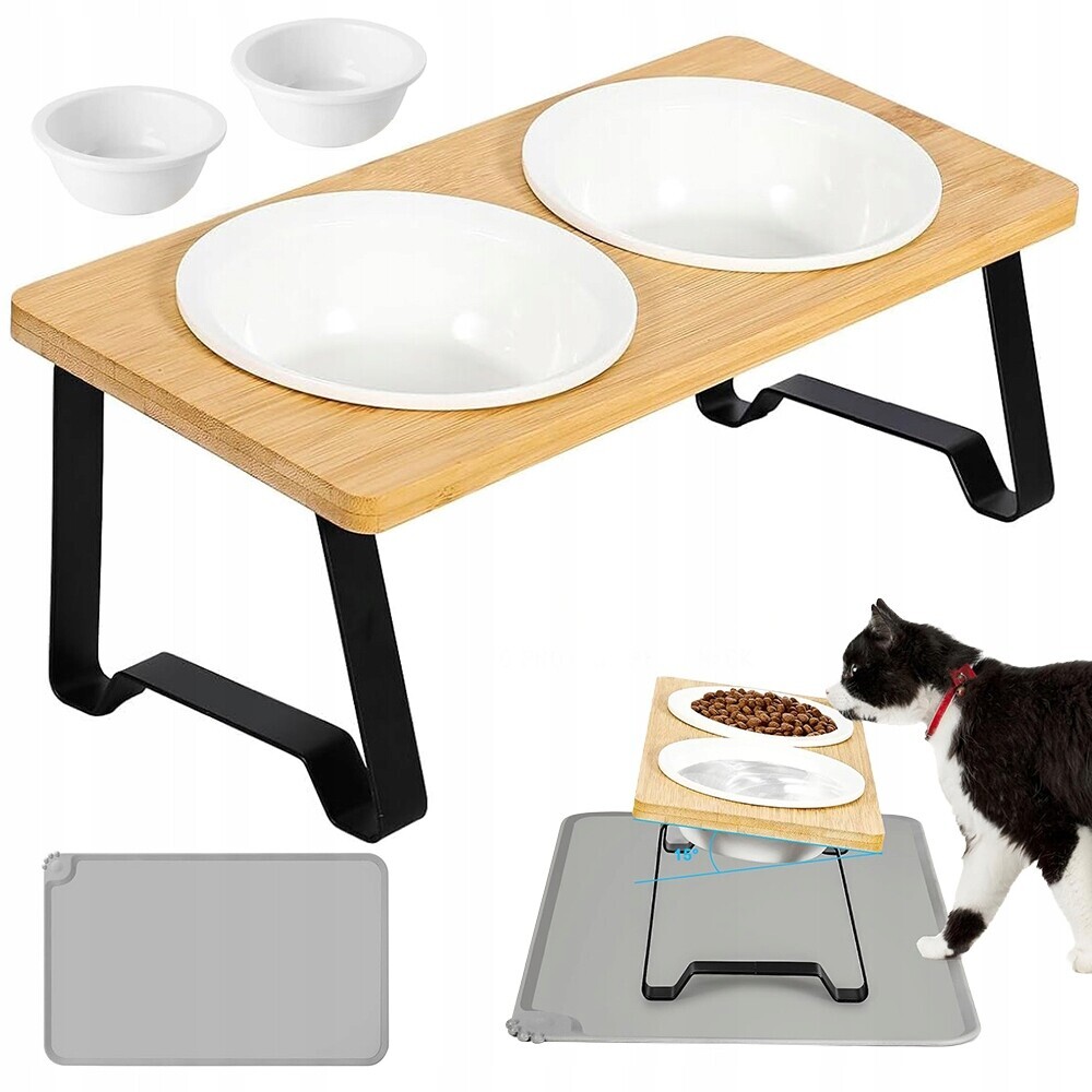 Ergonomický stojan na krmení 2 Misky Keramické Silikonová podložka Dárek