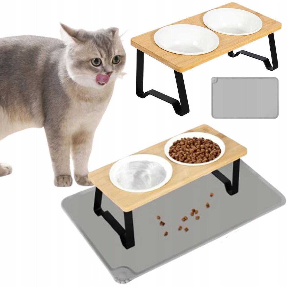 Sada Dvou Misek Na Krmení Pro Kočky Psa Keramická Stojící 350 ml Podložka