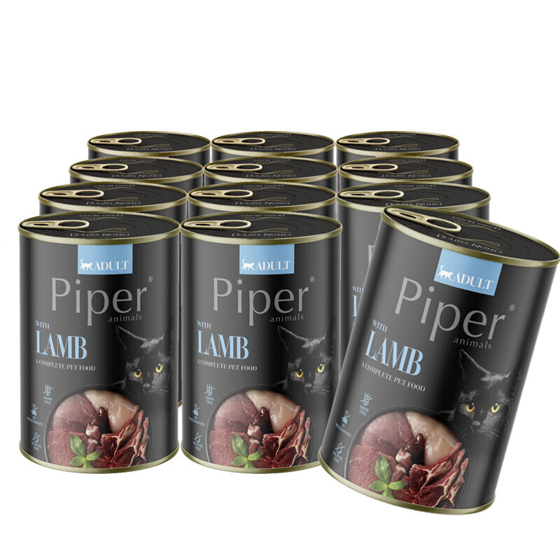 Piper Animals Adult Mokré krmivo pro kočky s jehněčím masem 12x400 g