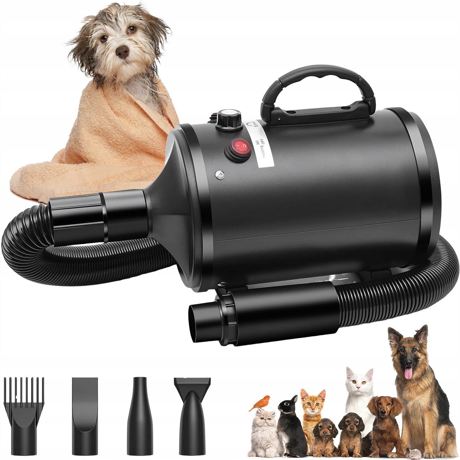 Sušička na srst psa a kočky s ergonomií a tepelnou izolací