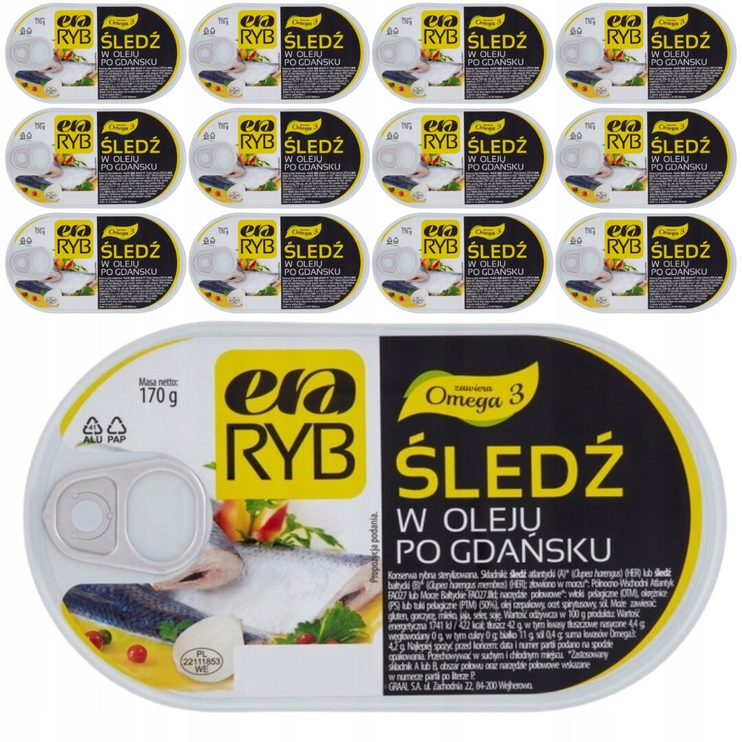 Era Ryb Sleď v gdaňském oleji 170 g x 15 kusů