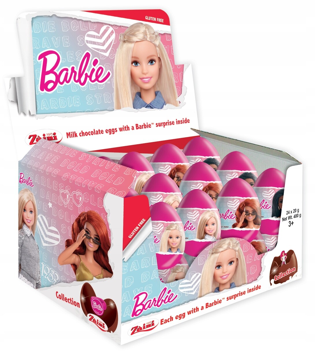 Italská Čokoládová Vajíčka Překvapení Barbie Karton 24 Kusů x 20 G