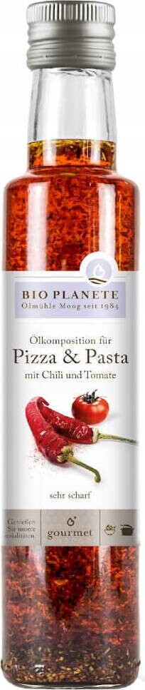 Olej na pizzu a těstoviny s příchutí chilli a rajčat Bio 250 ml Bio Planete