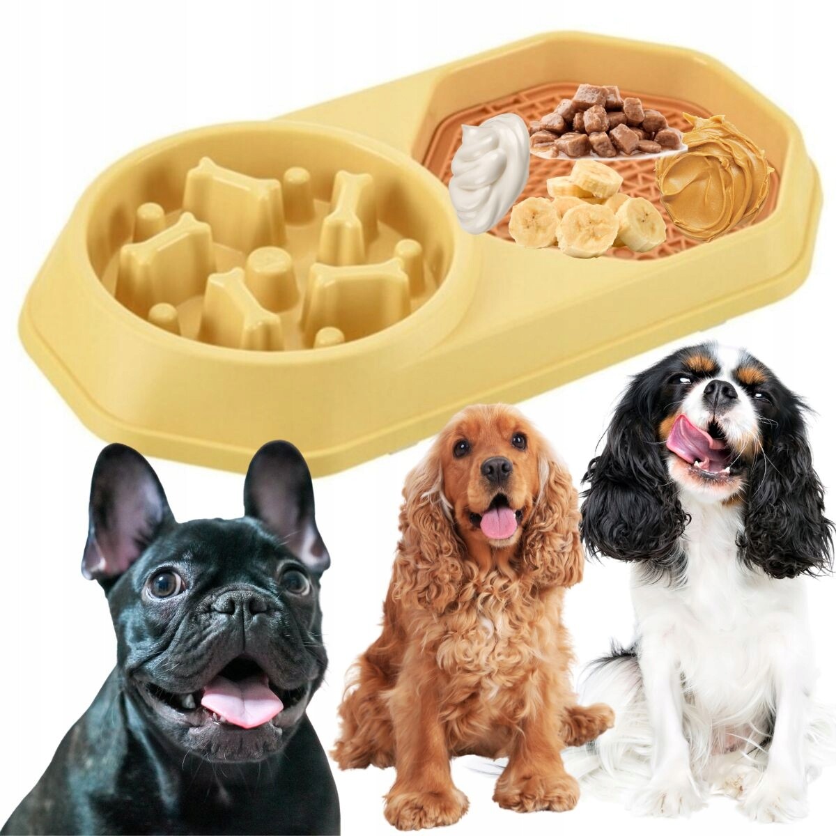 Miska 2v1 zpomalující jídlo a lízací podložka