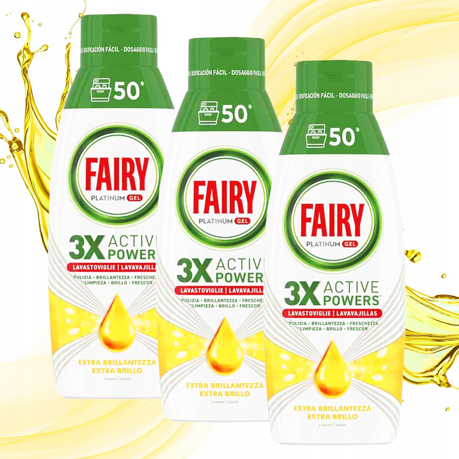 Fairy Platinum Gel do myčky na tuk a připáleniny, 3 x 900 ml