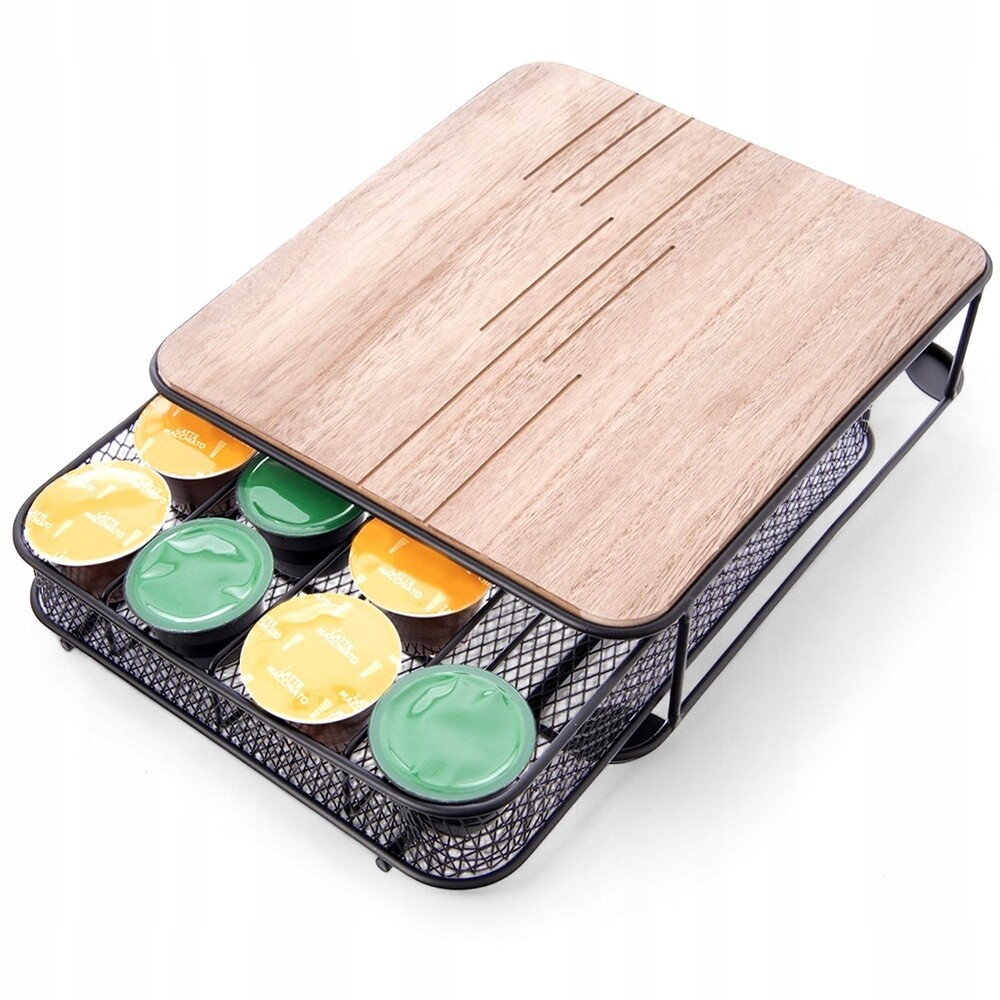 Organizér na kávové kapsle kovový, černý