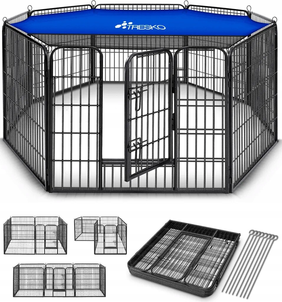 Kotec Kovová výběhová pro štěňata a psy Skládací dvířka 60 cm Výška