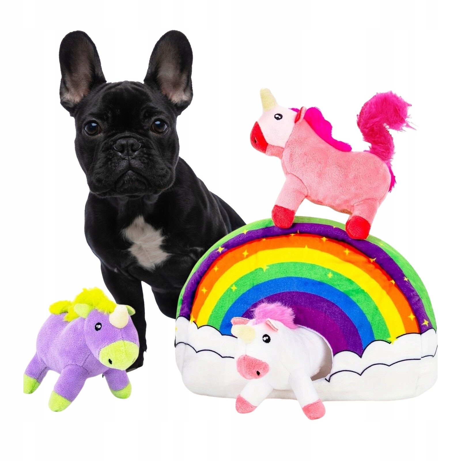 Hračka pro psy Interaktivní Domeček S Jednorožci pískací norek plyšáci