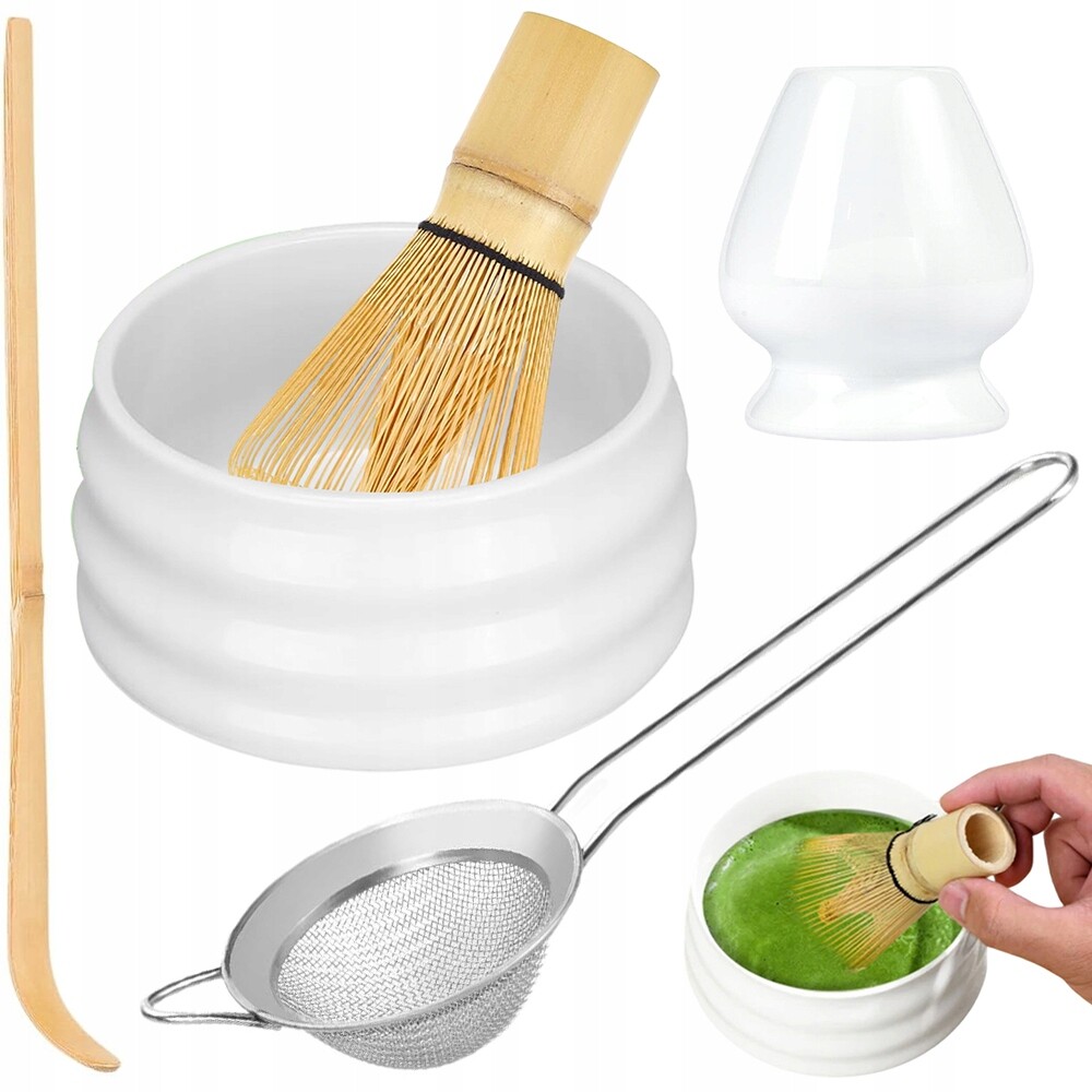 Sada Matcha Premium 5 prvků Keramika a bambus Napěňovač čaje