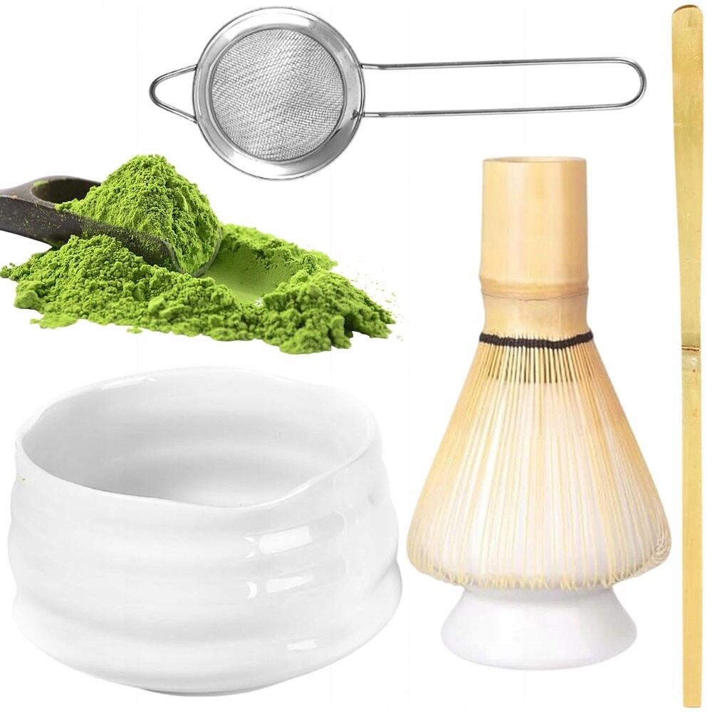 Japonská sada Matcha Bambusová metla 100 zubů, keramická miska