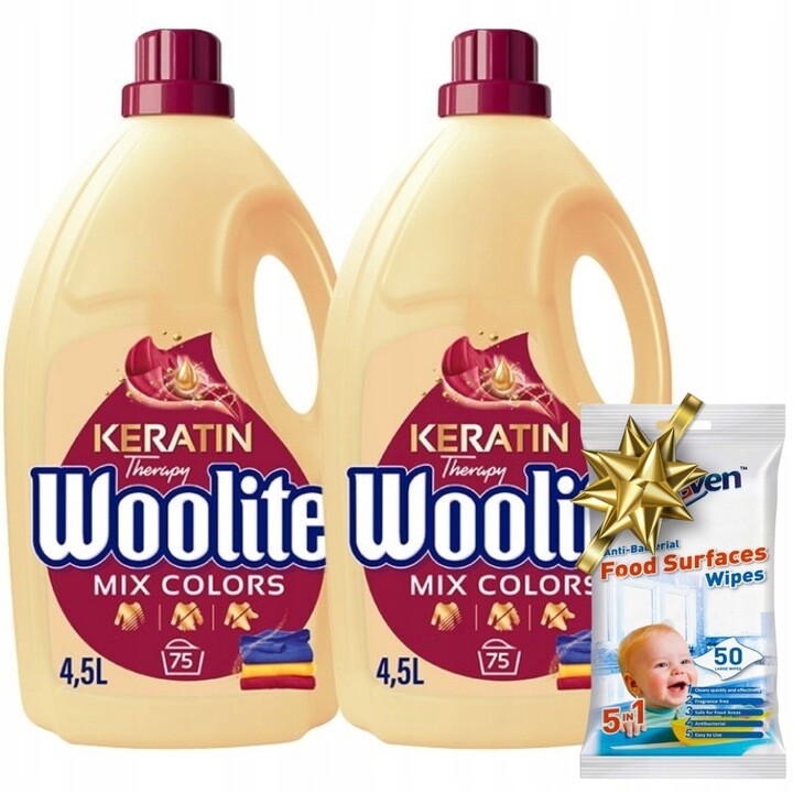 Woolite Tekutý prací prostředek Color 2x4,5 l (150 praní) Dárek