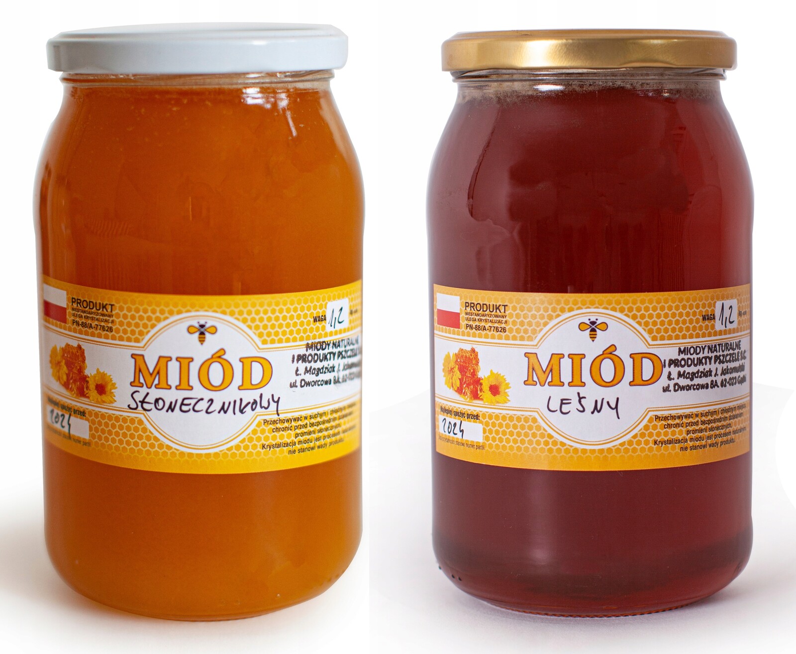 Sada medů 2x 1200 g Slunečnicový A Lesní med z Pradoliny Visly