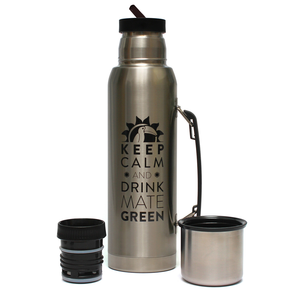 Velký Termos Mate Green 1,3 L Yerba Káva Čaj Těsný Inox Silver 1300 ml