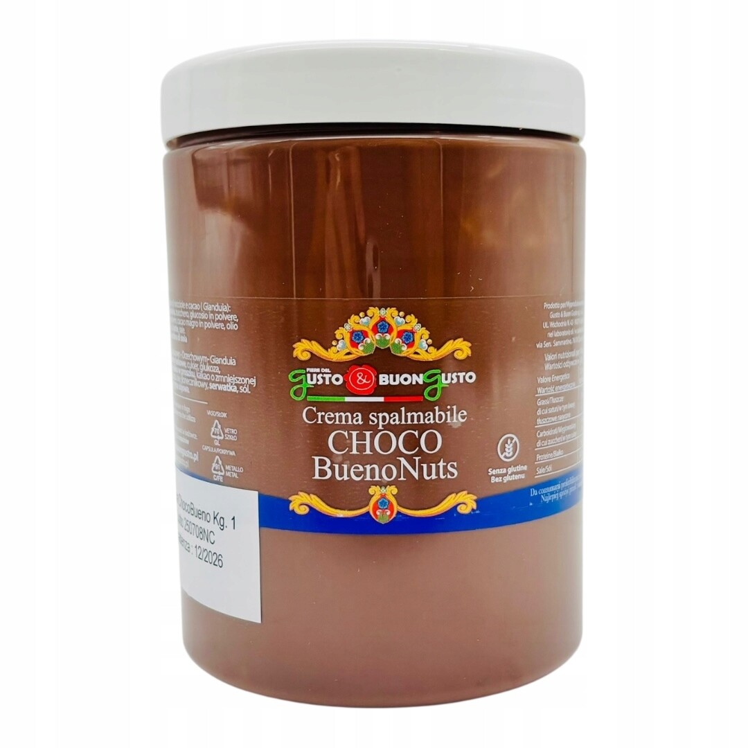 Kakaový a ořechový krém BuenoNuts! 1 kg – Přímo z Itálie!