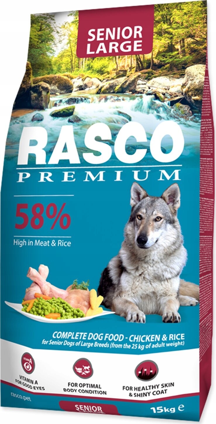 Rasco Premium Dog Senior Large Krmivo Pro Psa s kuřecím masem a rýží 15 kg