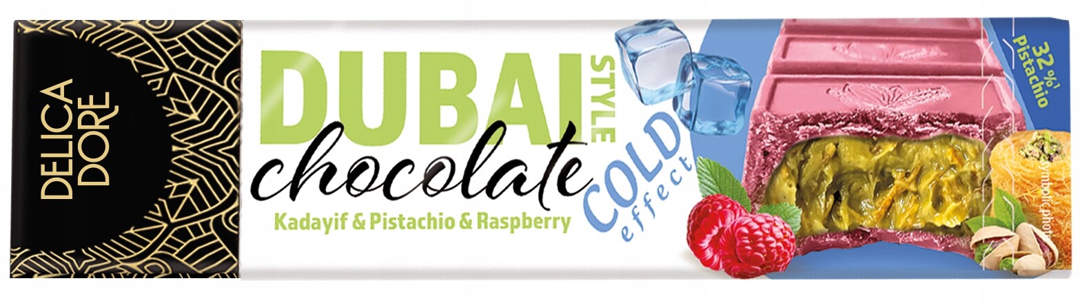 Baron Bílá Čokoláda s malinou a pistáciovou náplní a kataifi 70g 24ks