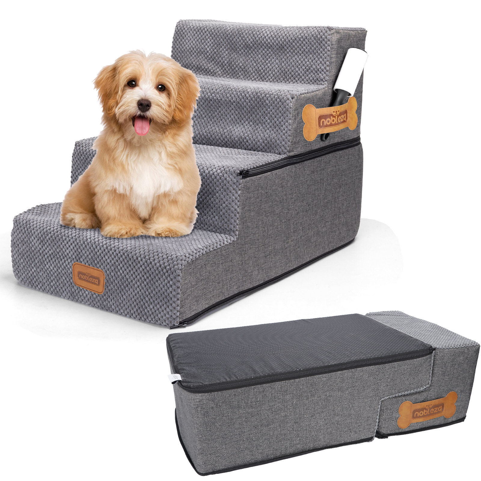 Schodiště Pro Psa Rampa Plošina 4 Stupně 46 CM 2 V 1 Pelíšek Pro Psa