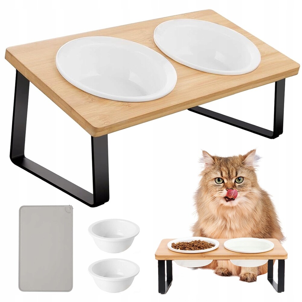 Miska Pro Psa Kočku Na Krmivo Dvojitá Na Stojanu Keramická miska 4ks