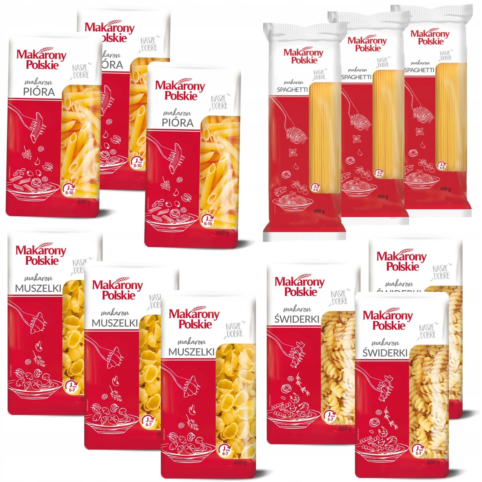 Polské těstoviny Mix těstovin 4 x 400 g x 12 kusů