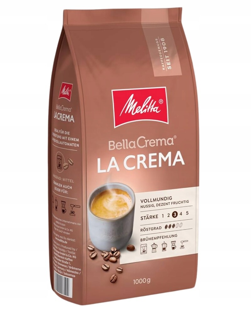 Káva zrnková Melitta Bellacrema Lacrema 1kg mix zrn Dárek