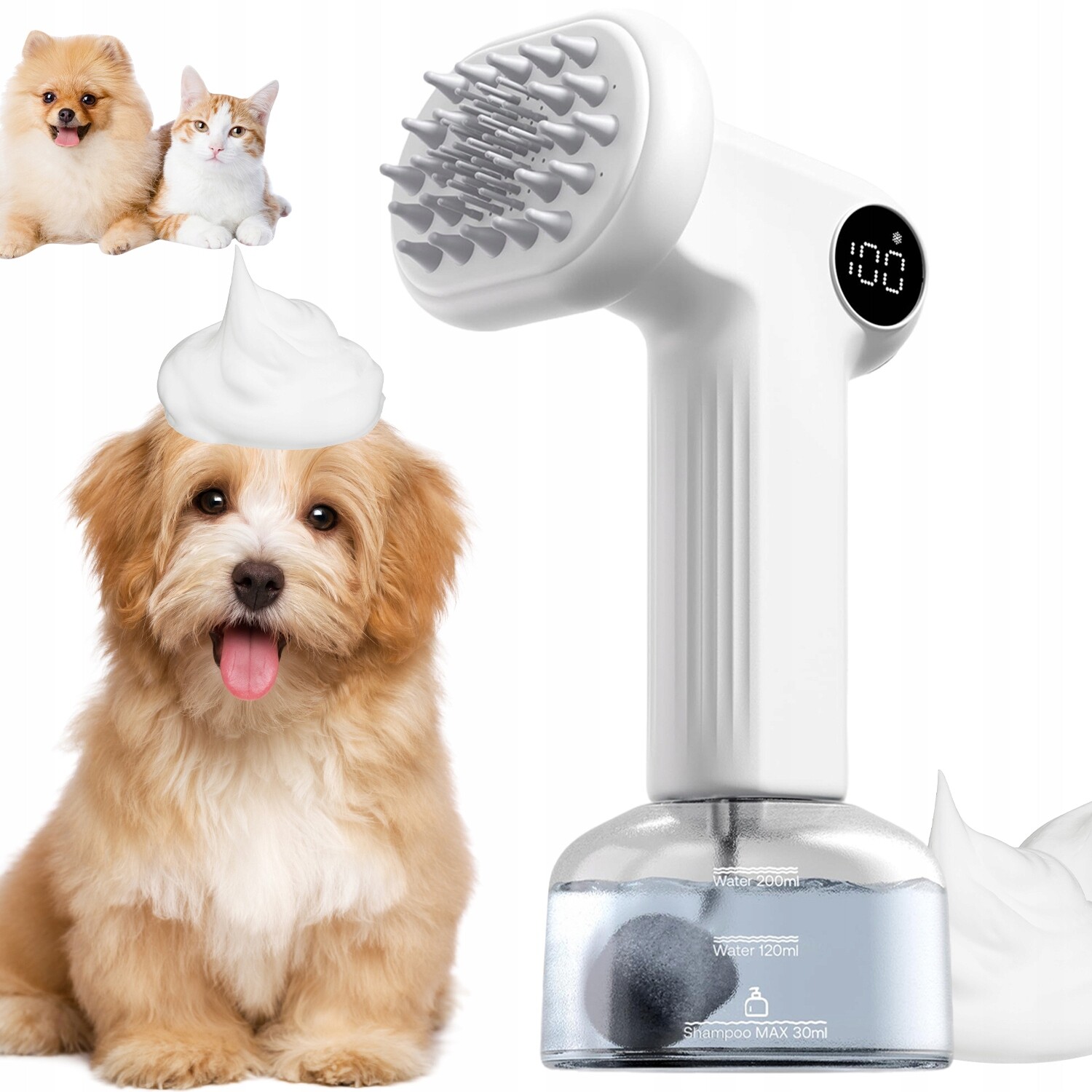 Pěnový Kartáč Pro Kočky Psa Elektrický Pro Péči O Srst Na Usb