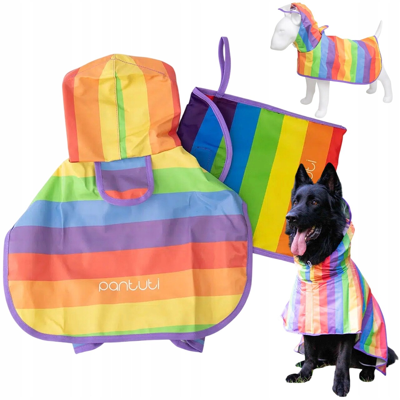 Dešťová Bunda Pro Psa, Voděodolná, Pohodlná, Aurora, Duhová