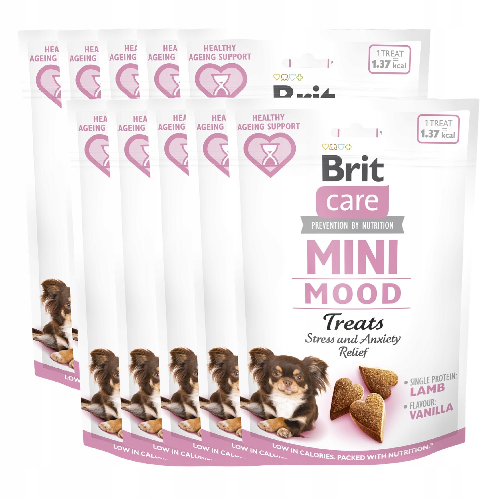 Brit Care Dog Mini Snacks Mood Stress Jehněčí 10PAK 10x50g