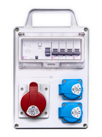 Zásuvková skříň ETI EDS8D RCD 2/1 16 B IP44 2x230V 1x16A/5p 001105848
