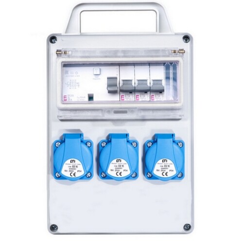 Zásuvková skříň ETI EDS8D RCD 3 B 3F IP44 3x230V 001105858