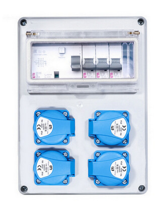 Zásuvková skříň ETI EDS8 RCD 4 B 3F IP44 4x230V 001105842