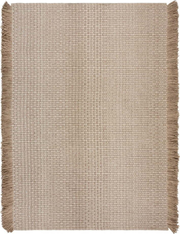 Béžový ručně tkaný koberec s příměsí vlny 120x170 cm Rene Fringed Ribbed – Flair Rugs