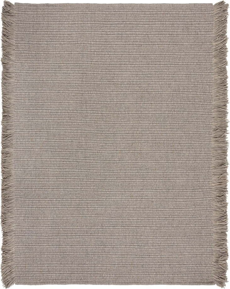 Šedý ručně tkaný koberec s příměsí vlny 200x290 cm Rene Fringed Ribbed – Flair Rugs