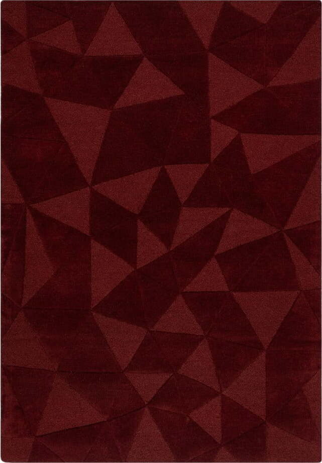 Vínový ručně tkaný vlněný koberec 120x170 cm Shard Red – Flair Rugs