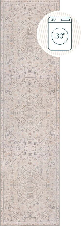 Krémový pratelný běhoun 60x230 cm Teo Traditional – Flair Rugs