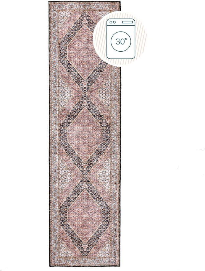 Růžový pratelný běhoun 60x230 cm Briony Traditional – Flair Rugs