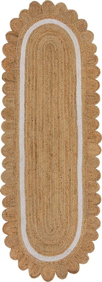 Ručně tkaný jutový běhoun v přírodní barvě/slonovinový 80x230 cm Grace White – Flair Rugs