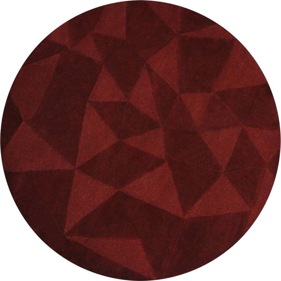 Vínový ručně tkaný vlněný kulatý koberec ø 160 cm Shard Red – Flair Rugs