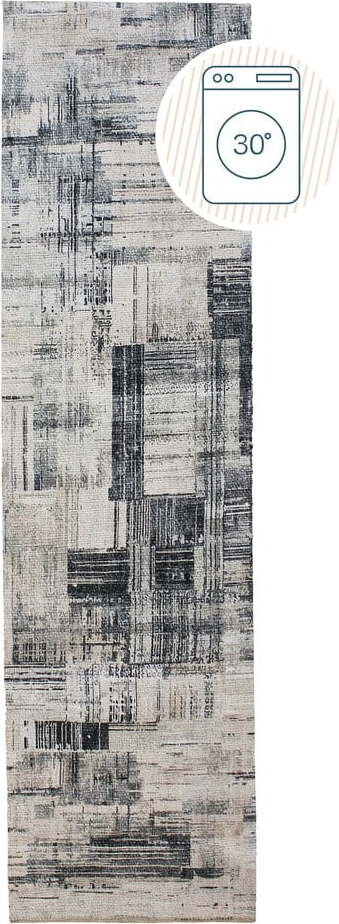 Šedý pratelný běhoun 60x230 cm Silas Abstract – Flair Rugs