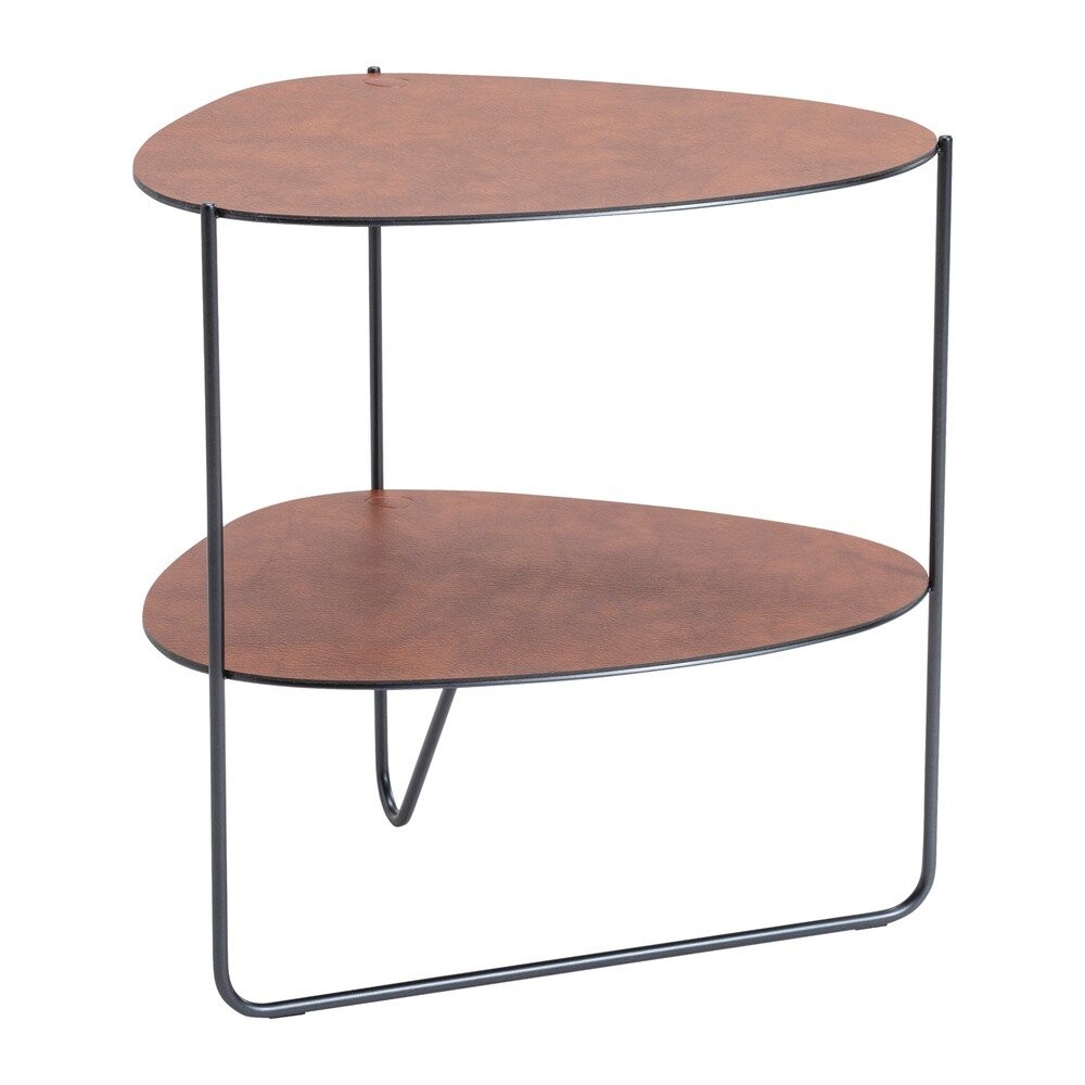 Koňakově hnědý kovový konferenční stolek 37x44 cm Curve Double Bull – LIND DNA