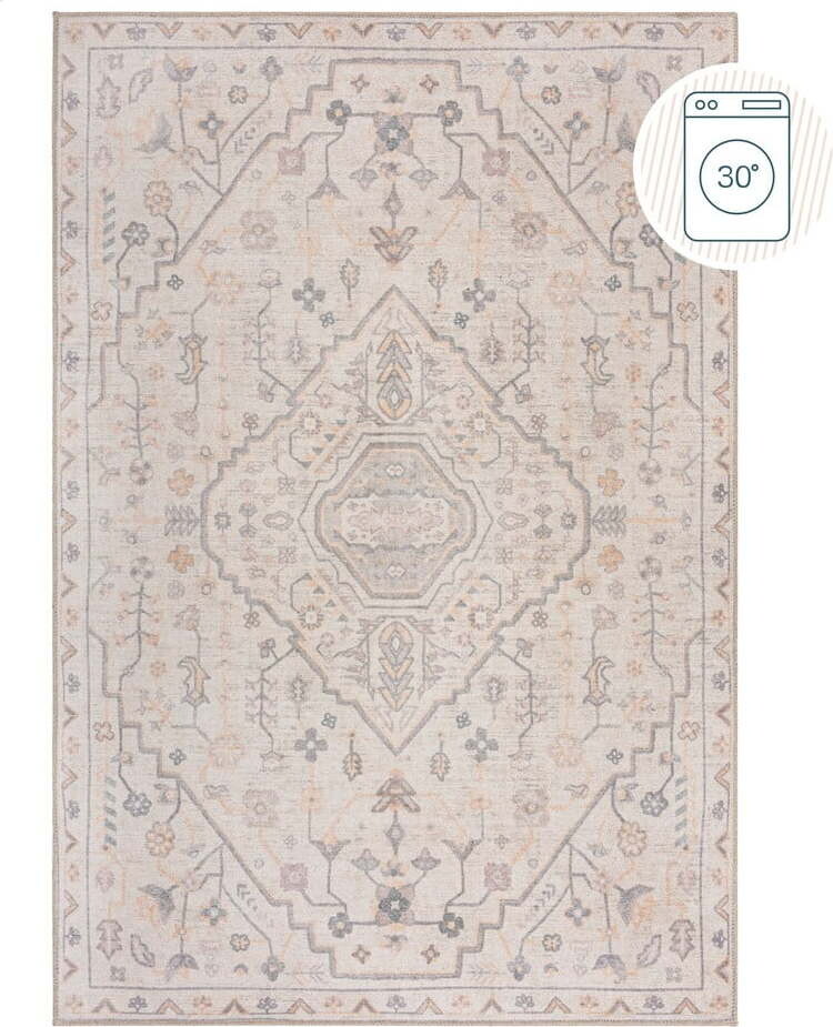 Krémový pratelný koberec 190x290 cm Teo Traditional – Flair Rugs