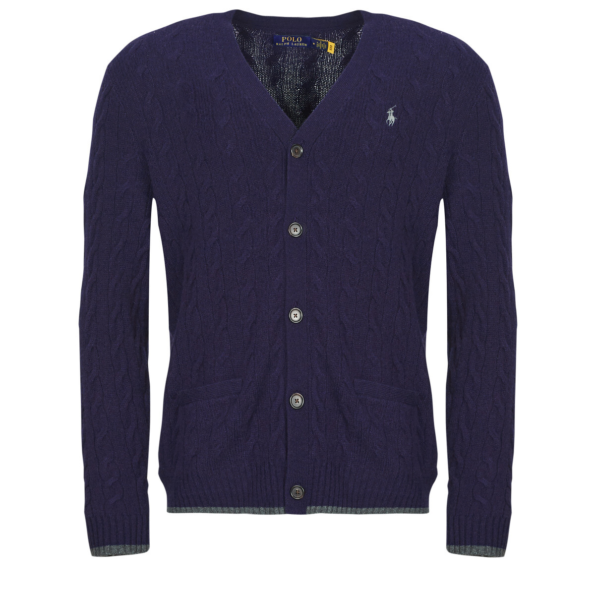 Polo Ralph Lauren  GILET EN MAILLE TORSADEE LAINE CACHEMIRE  Tmavě modrá