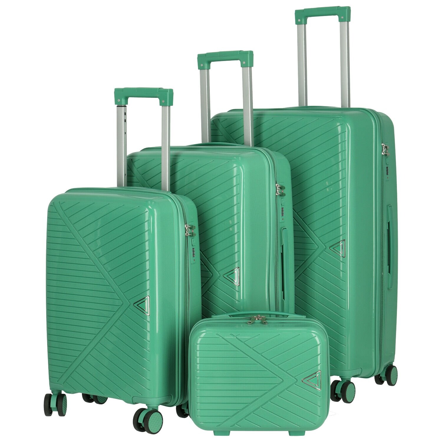 Cestovní plastový kufr Mervin velikost SADA, mentolově zelený