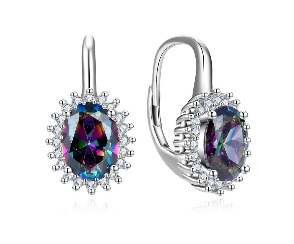 MOISS Třpytivé stříbrné náušnice s barevnými zirkony E0000727