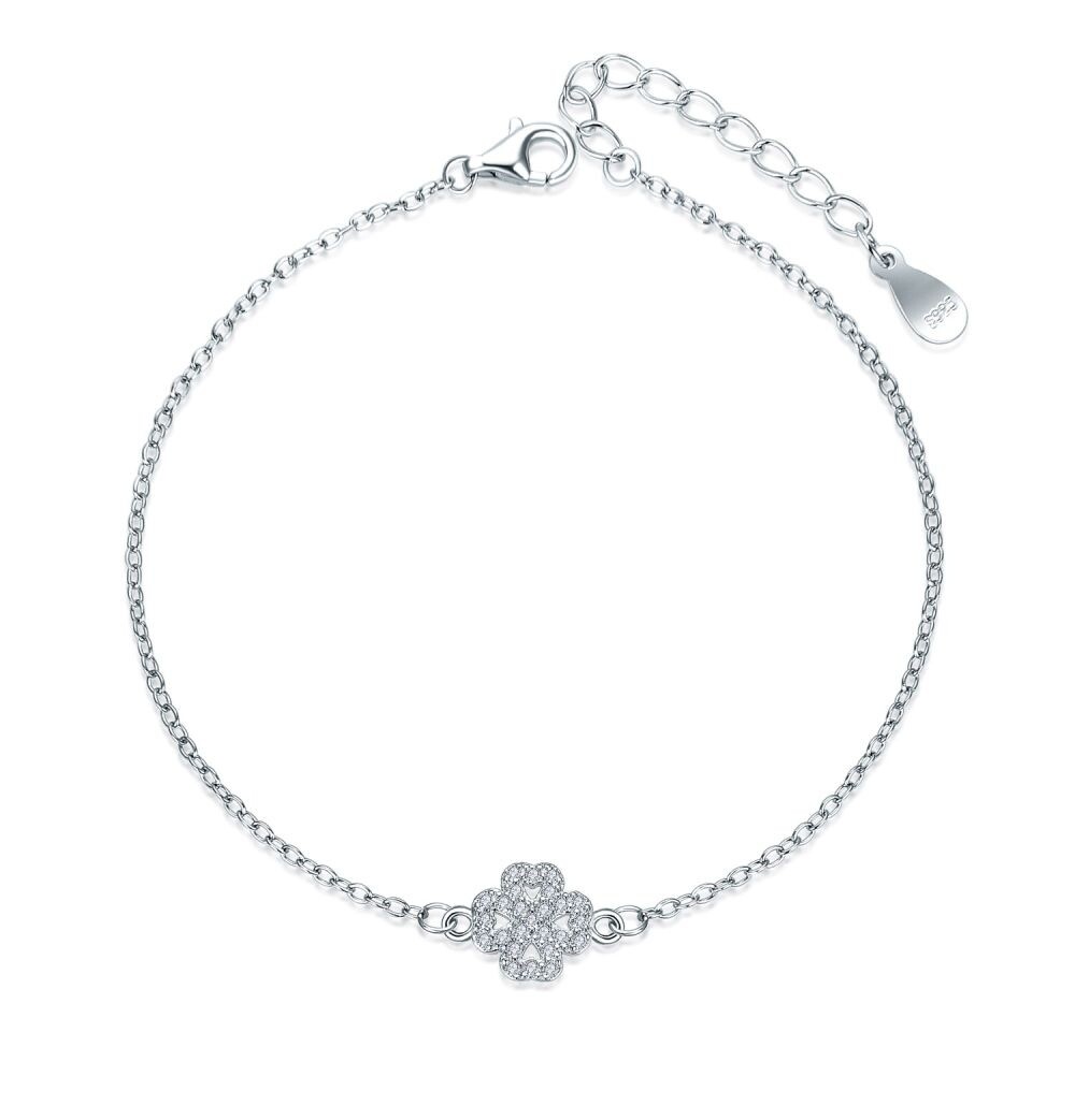 MOISS Nadčasový stříbrný náramek Čtyřlístek se zirkony B0000565