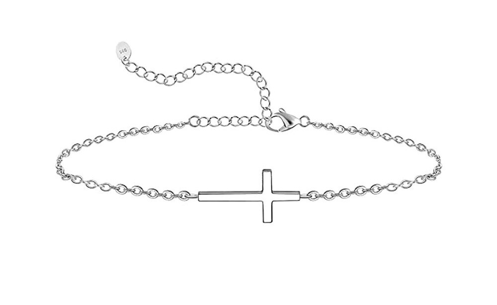 MOISS Stříbrný náramek na nohu Křížek B0001407
