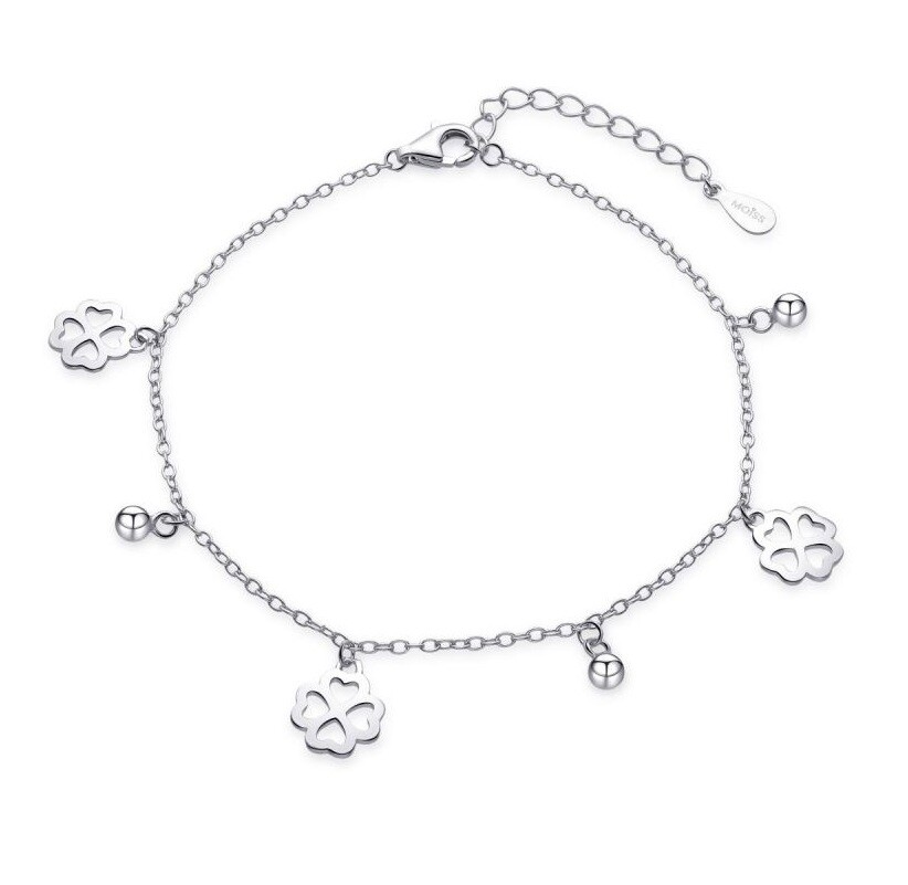 MOISS Stříbrný náramek s přívěsky Čtyřlístek B0001523