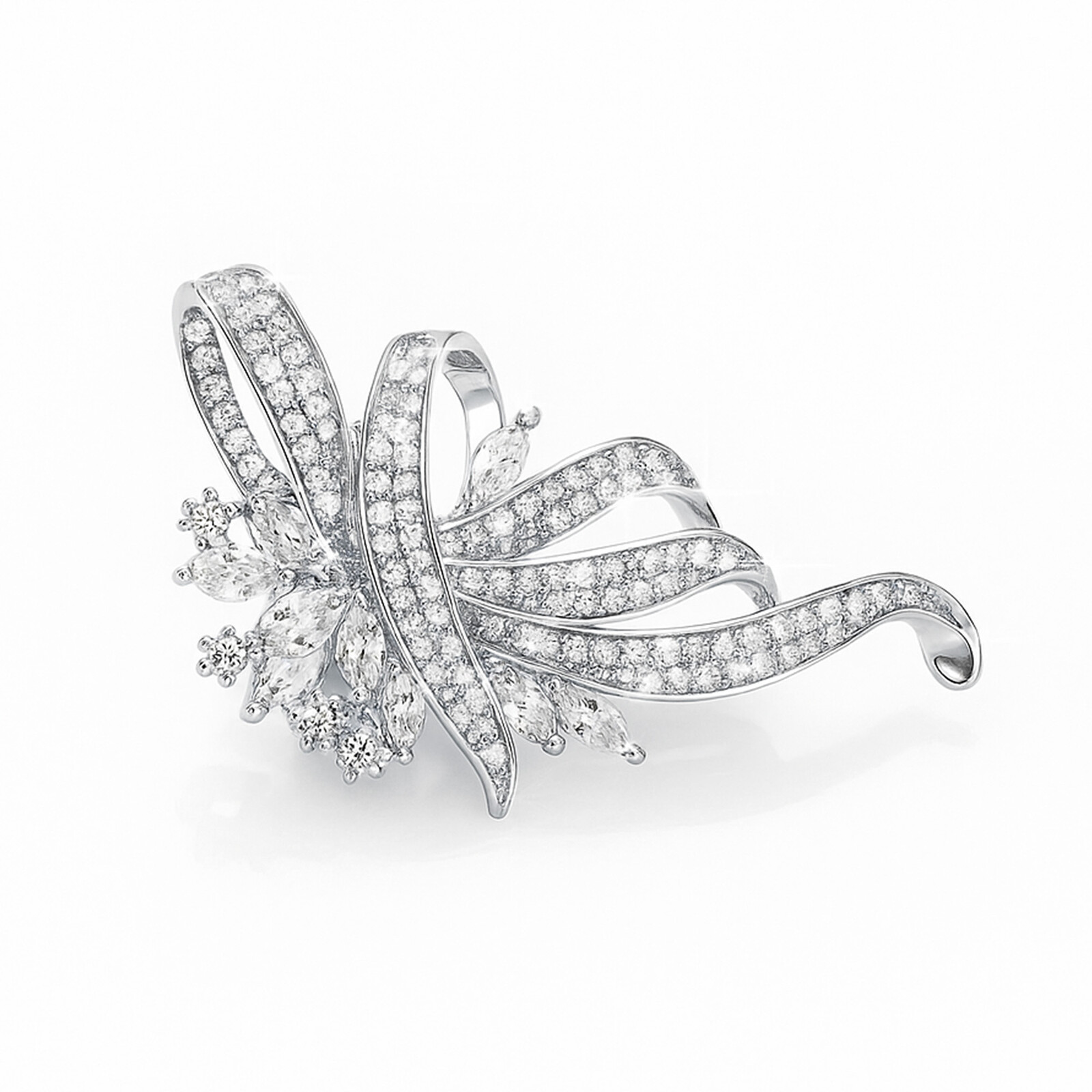 Troli Třpytivá brož ve tvaru stuhy Silver