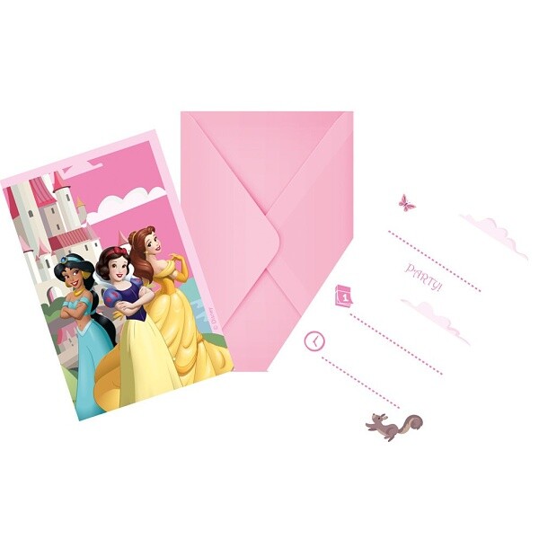 Pozvánky s obálkami Princezny 6 ks