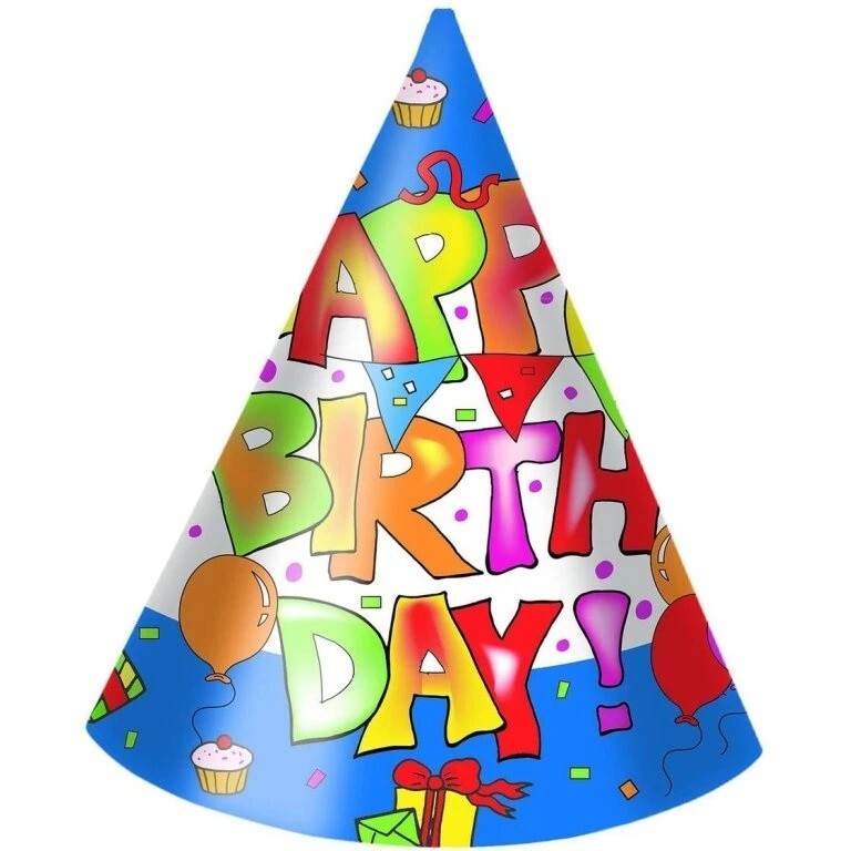 Čepičky papírové Happy Birthday 6 ks